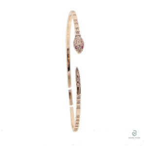 Bracelet femme serpent or rose orné de diamants