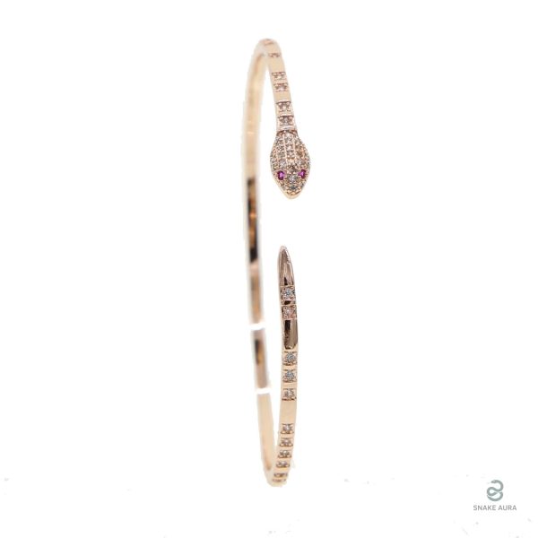 Bracelet femme serpent or rose orné de diamants