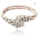 Bracelet serpent femme en strass noir élégant