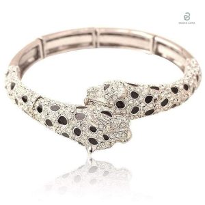 Bracelet serpent femme en strass noir élégant