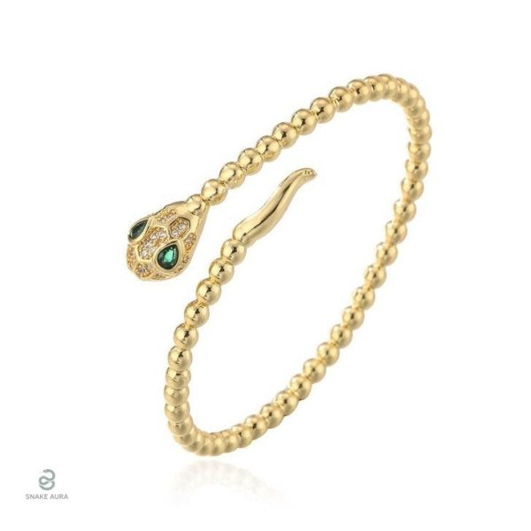 Bracelet serpent fin doré en cuivre, design élégant et minimaliste