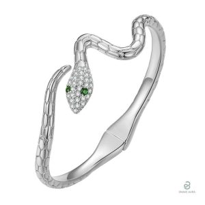 Bracelet serpent glamour argenté, élégant et raffiné