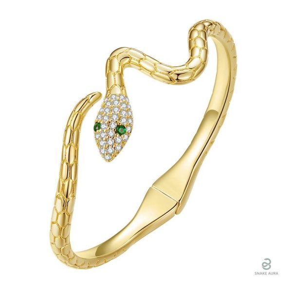 Bracelet serpent doré glamour, accessoire élégant pour le poignet