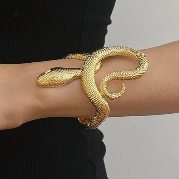 Bracelet Serpent Doré Grande Taille en métal élégant