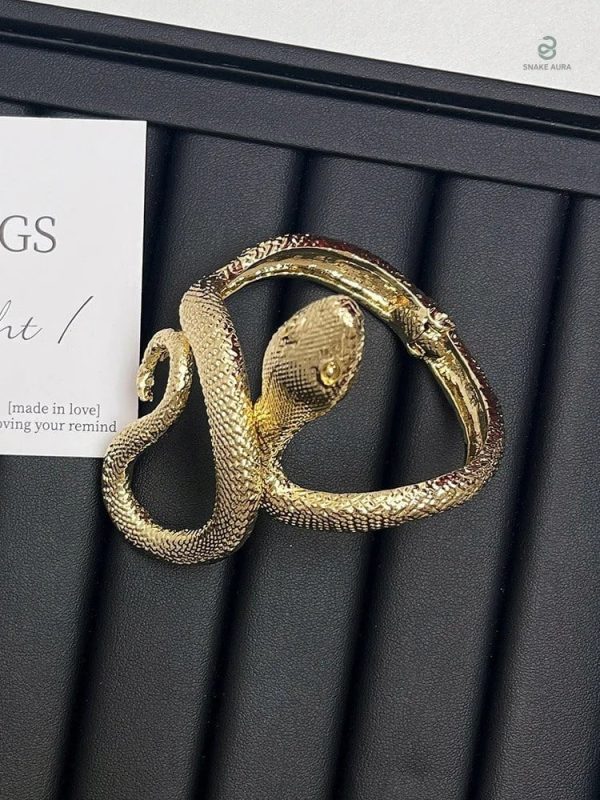 Accessoire mode : bracelet serpent grande taille doré
