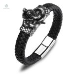 Bracelet serpent homme en cuir tressé