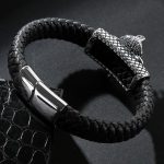 Bijou serpent homme en cuir noir