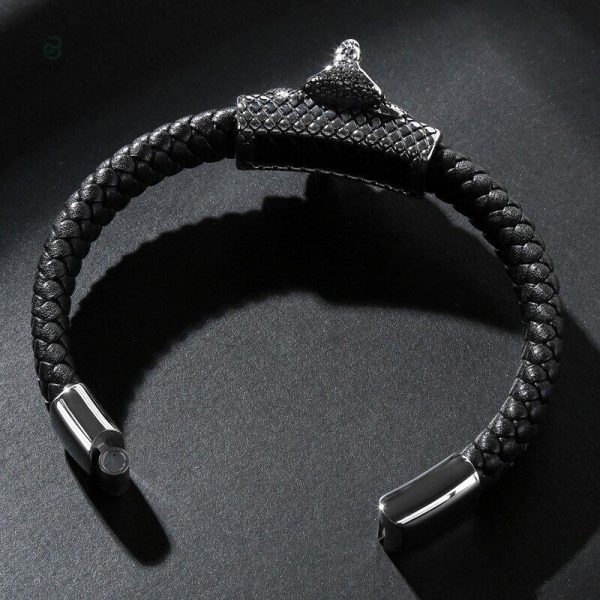 Accessoire en cuir tressé style serpent