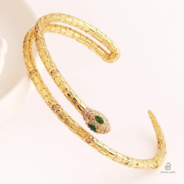 Bracelet serpent en or jaune avec oxyde de zirconium