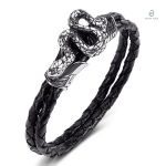 Bracelet serpent en cuir pour homme style punk