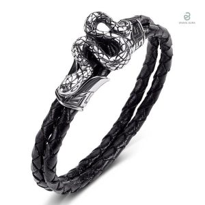 Bracelet serpent en cuir pour homme style punk