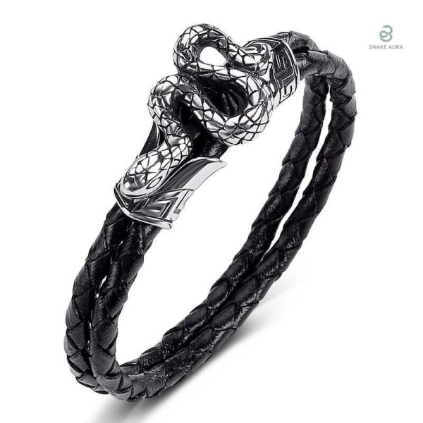 Bracelet serpent en cuir pour homme style punk