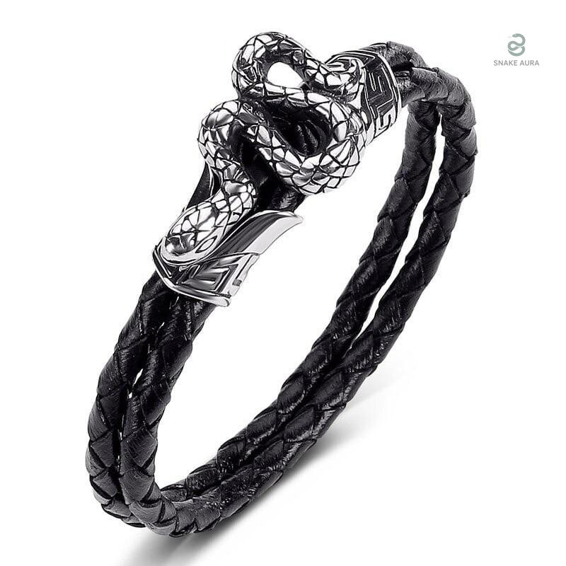 Bracelet serpent en cuir pour homme style punk