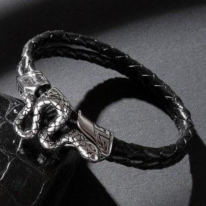 Bracelet serpent en cuir, mode masculine tendance