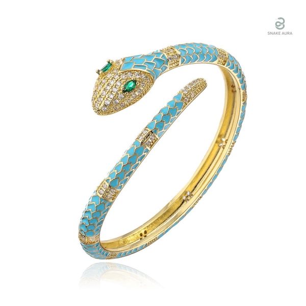 Bracelet serpent en zirconium bleu élégant