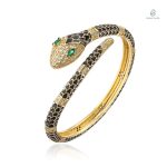 Bracelet serpent en zirconium noir élégant et moderne