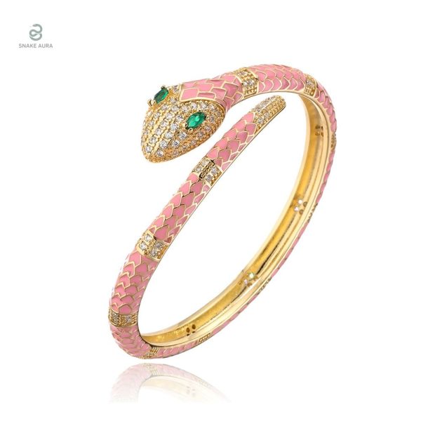 Bracelet serpent en zirconium rose élégant et stylé