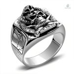 Bague serpent en argent avec crâne pour homme