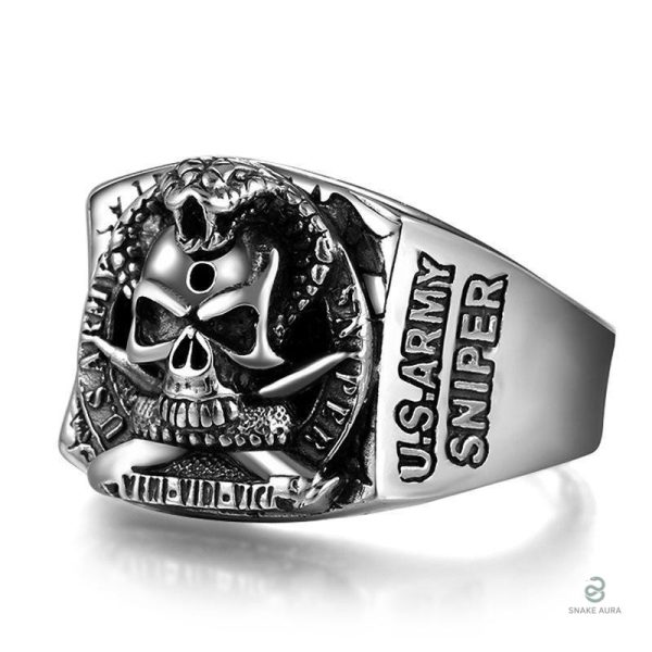 Bague Serpent Tête de Mort US Army