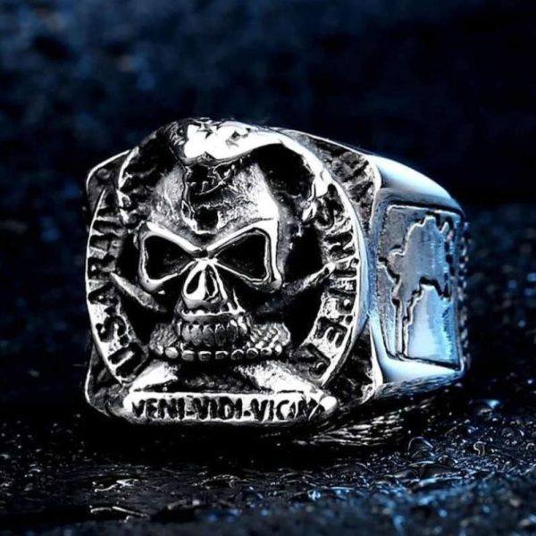 Bague Tête de Mort serpent inspirée de l'US Army