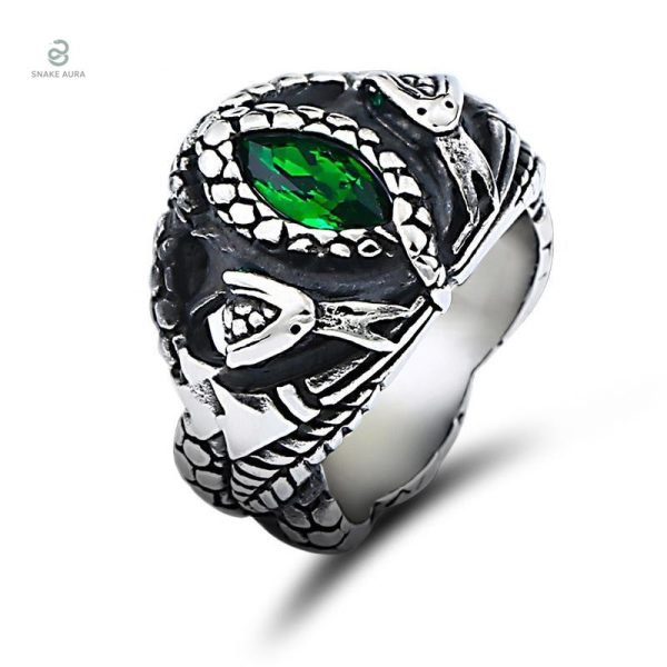 Bague Serpent Viking en vert