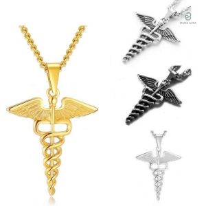 Collier serpent Caducée d'Hermès élégant et raffiné