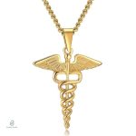 Accessoire en or, élégant serpent Caducée d'Hermès