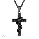 Bijou acier homme, collier serpent inspirant