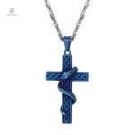 Collier orné de serpent et croix, élégant et moderne