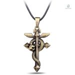 Collier serpent alchimique avec croix décorative