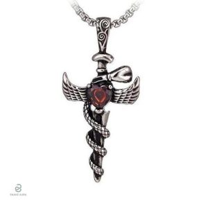 Collier serpent épée en acier design moderne