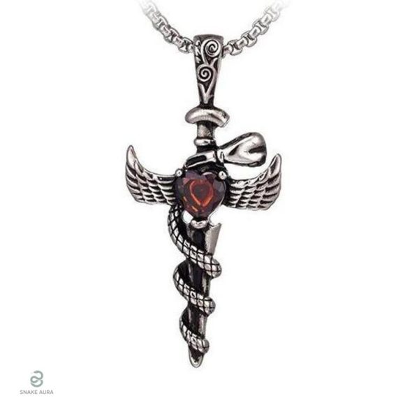 Collier serpent épée en acier design moderne