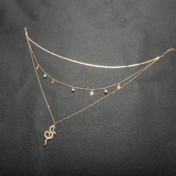Pendentif serpent, collier maille or pour femme