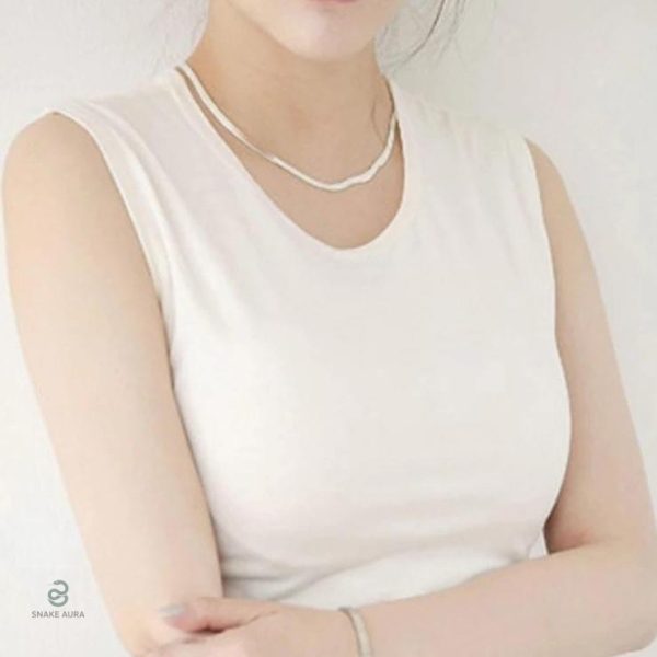 Collier argent massif, style serpent
