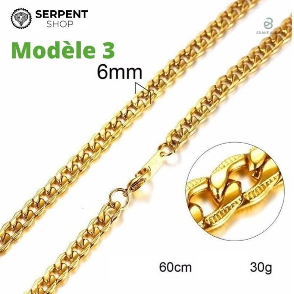 Collier maille serpent avec finition dorée brillante