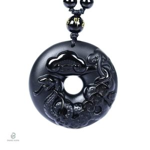 Collier serpent en obsidienne noire élégant et moderne