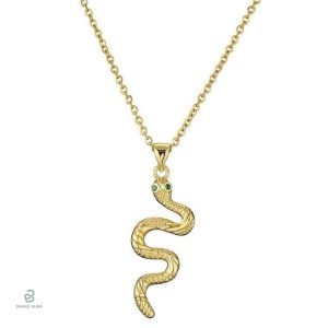 Collier Serpent Or avec Yeux Verts