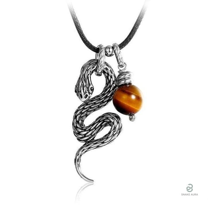 Collier Serpent Perle Œil-de-Tigre