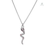 Collier serpent en argent avec diamant rose