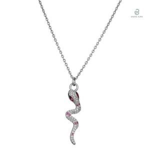 Collier serpent en argent avec diamant rose