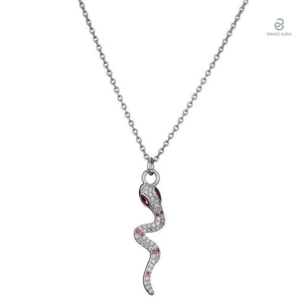 Collier serpent en argent avec diamant rose