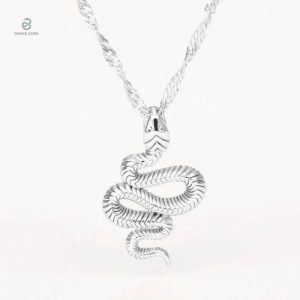 Collier serpent argenté en acier inoxydable