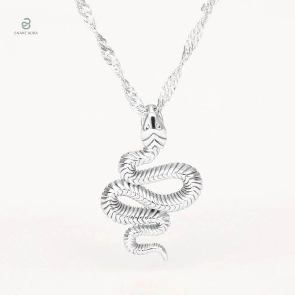Collier serpent argenté en acier inoxydable