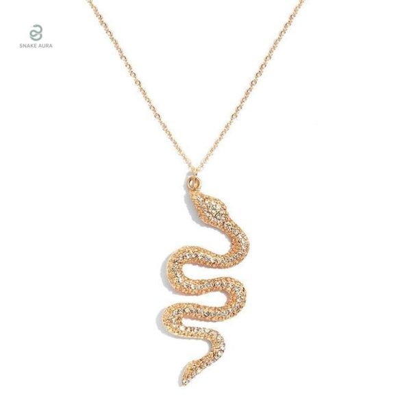Collier serpent en or massif avec diamants scintillants