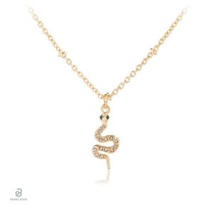 Collier Serpent Doré avec Diamant pour Femme