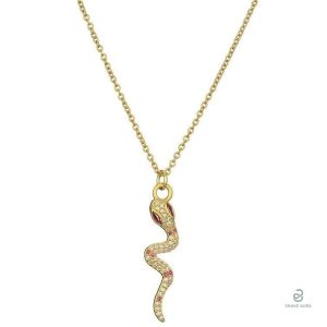 Collier serpent en or avec diamant rose élégant