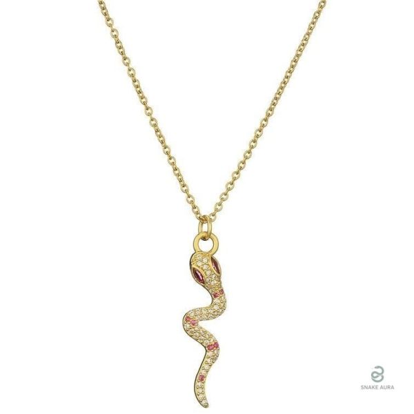 Collier serpent en or avec diamant rose élégant