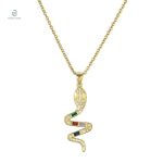 Collier serpent or jaune coloré au design élégant
