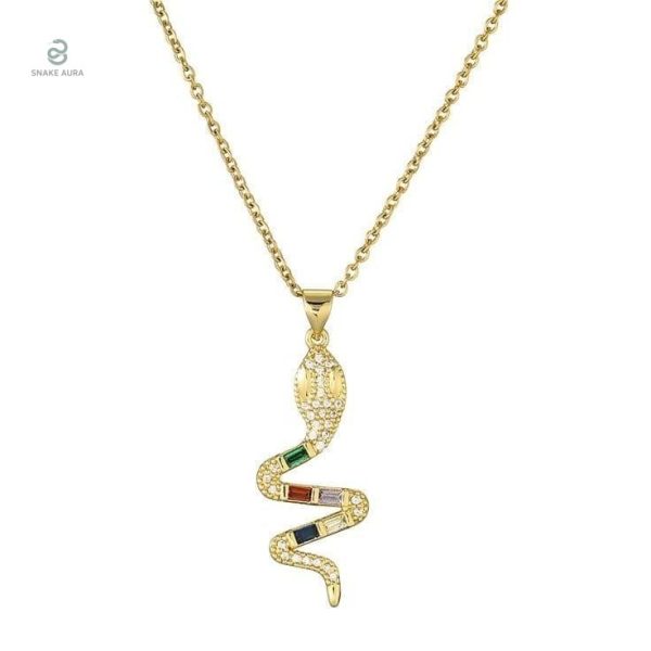 Collier serpent or jaune coloré au design élégant
