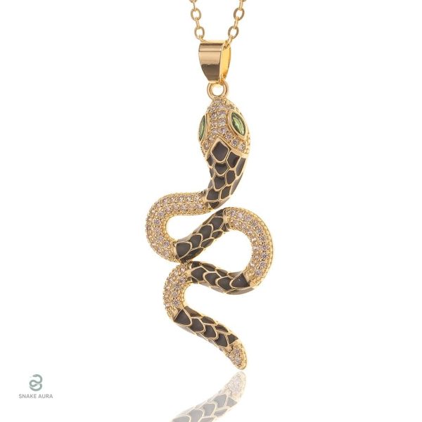 Collier fantaisie serpent noir pour femme